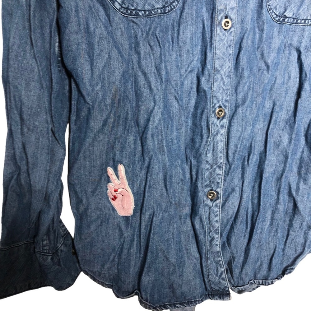 Rails Chambray Patchwork Button Down Shirt - image 7